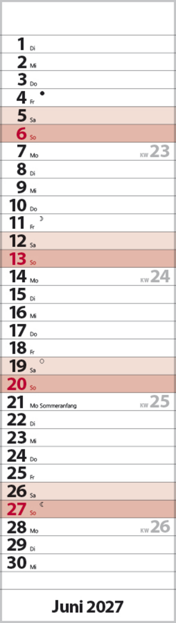 Streifenplaner Mini Rot 2027, Innenansicht #6