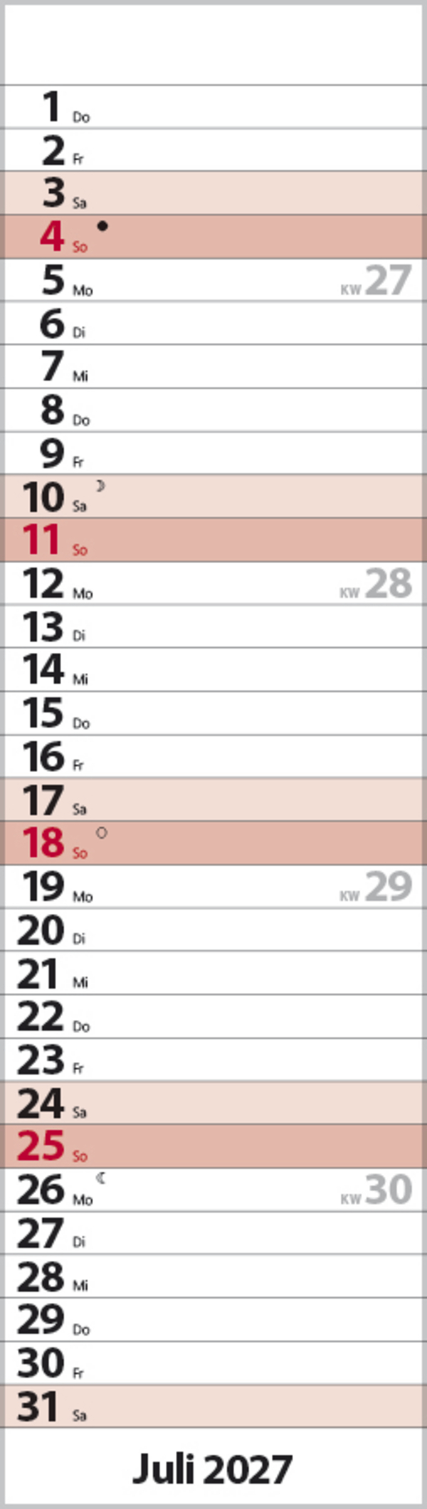 Streifenplaner Mini Rot 2027, Innenansicht #7