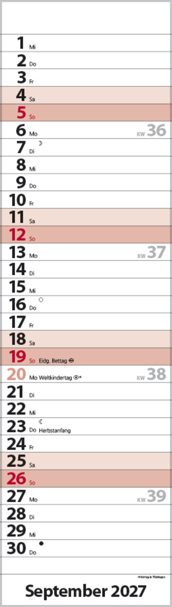 Streifenplaner Mini Rot 2027, Innenansicht #9