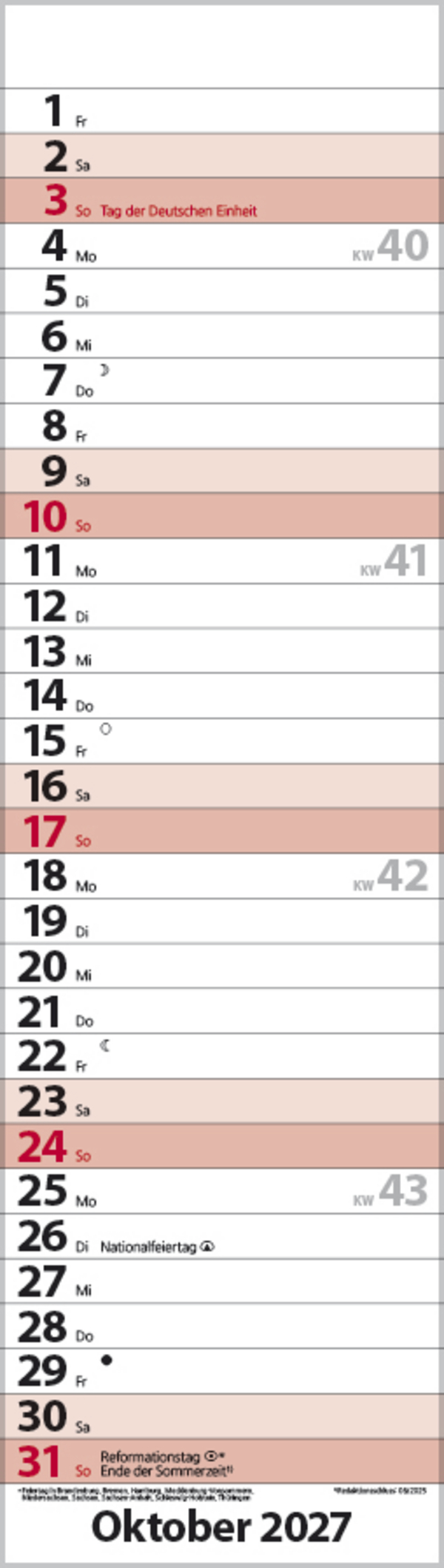 Streifenplaner Mini Rot 2027, Innenansicht #10