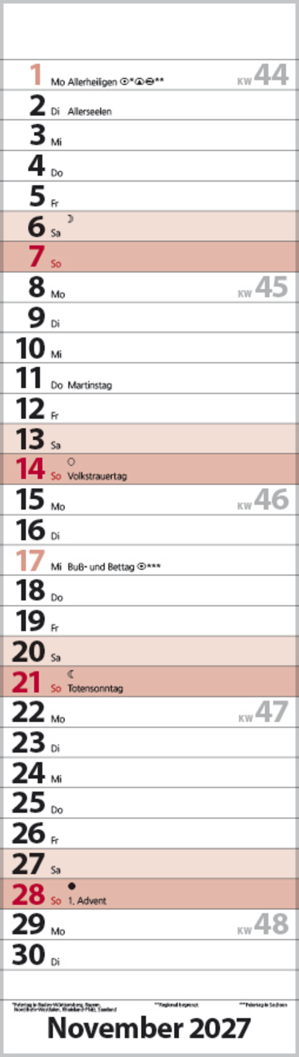 Streifenplaner Mini Rot 2027, Innenansicht #11