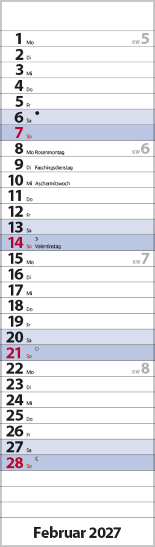 Streifenplaner Mini Blau 2027, Innenansicht #2