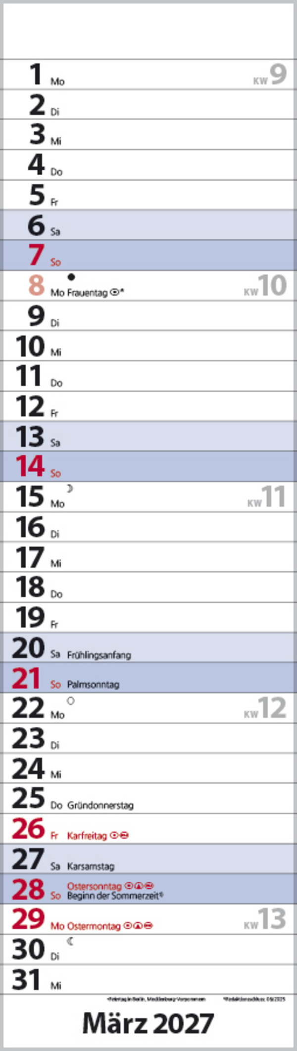 Streifenplaner Mini Blau 2027, Innenansicht #3