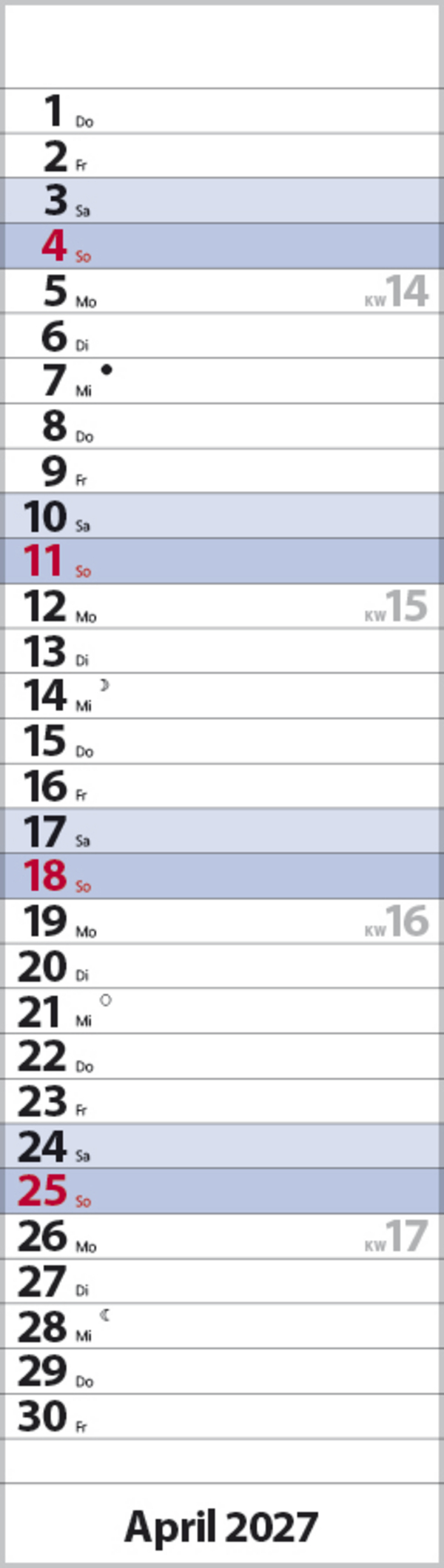 Streifenplaner Mini Blau 2027, Innenansicht #4