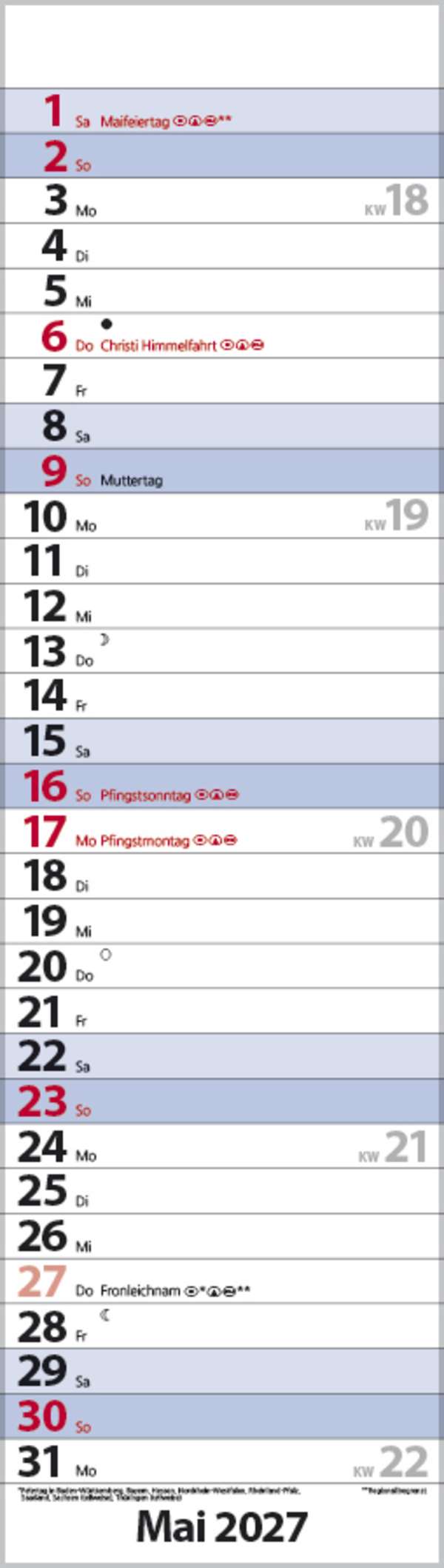 Streifenplaner Mini Blau 2027, Innenansicht #5