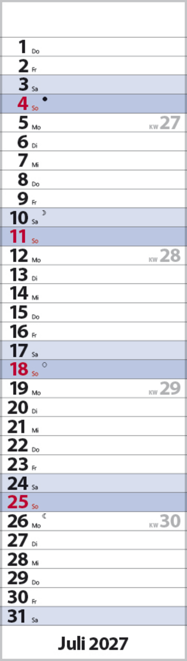 Streifenplaner Mini Blau 2027, Innenansicht #7