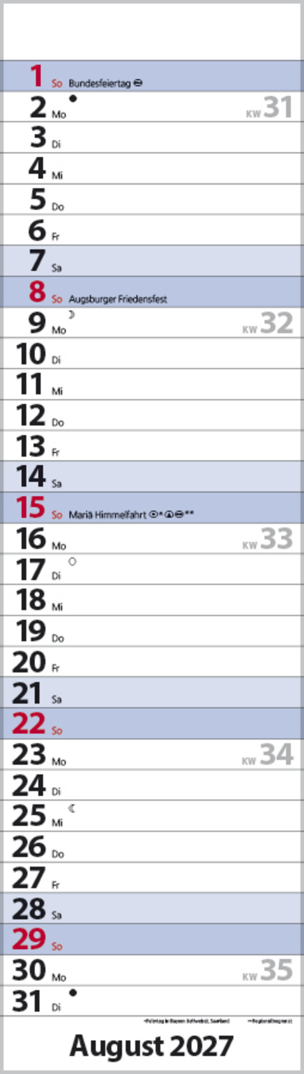 Streifenplaner Mini Blau 2027, Innenansicht #8