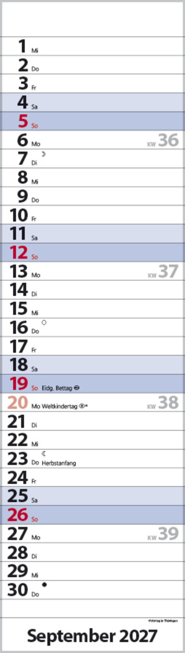 Streifenplaner Mini Blau 2027, Innenansicht #9