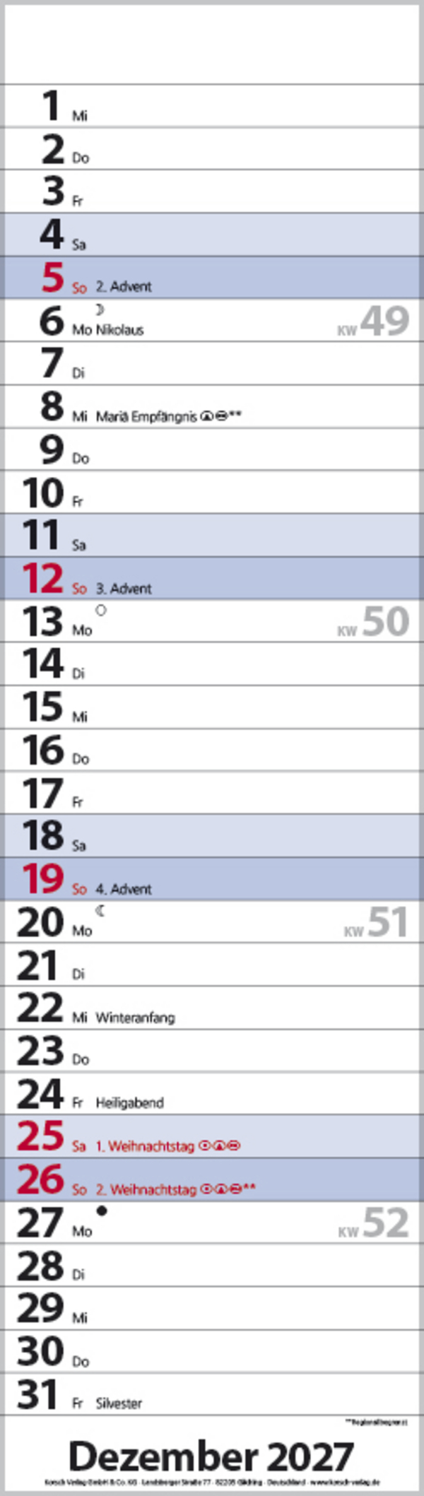 Streifenplaner Mini Blau 2027, Innenansicht #12