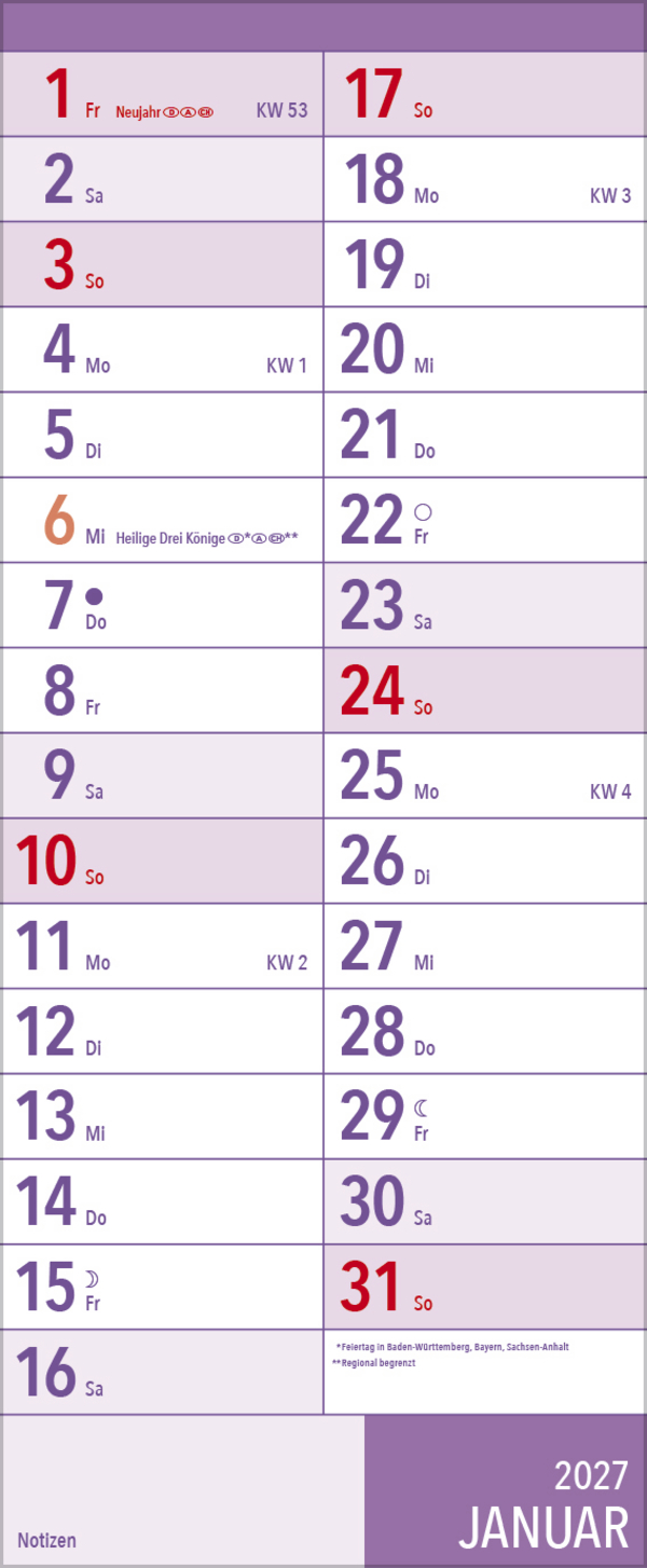 XL Planer Gro&szlig;druck 2027, Innenansicht #1