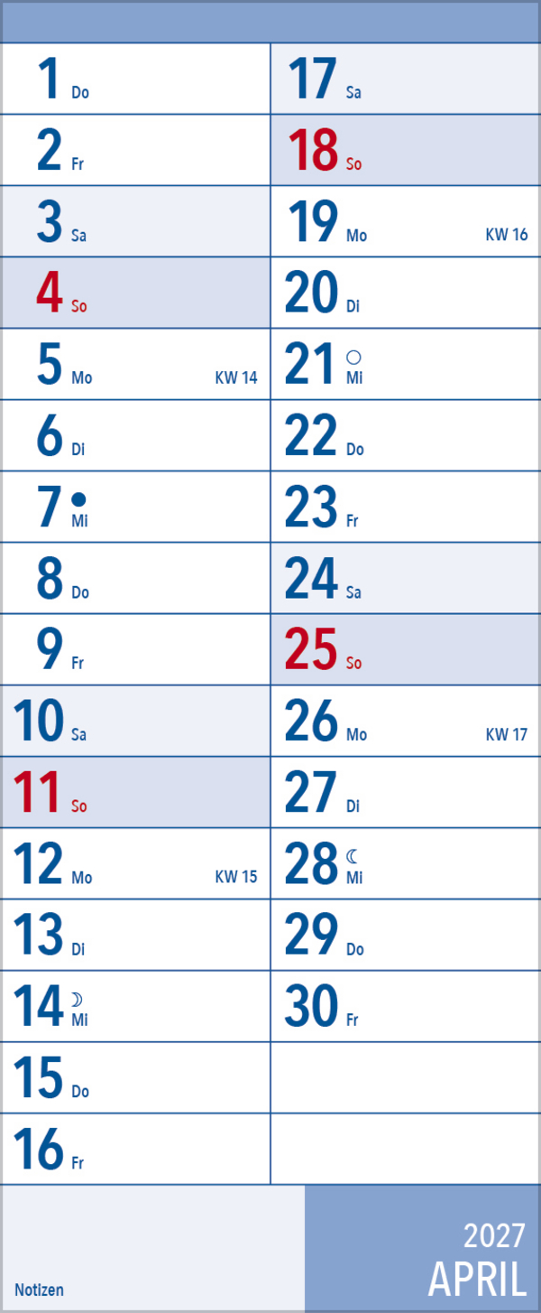 XL Planer Gro&szlig;druck 2027, Innenansicht #4