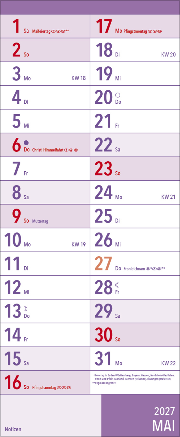 XL Planer Gro&szlig;druck 2027, Innenansicht #5