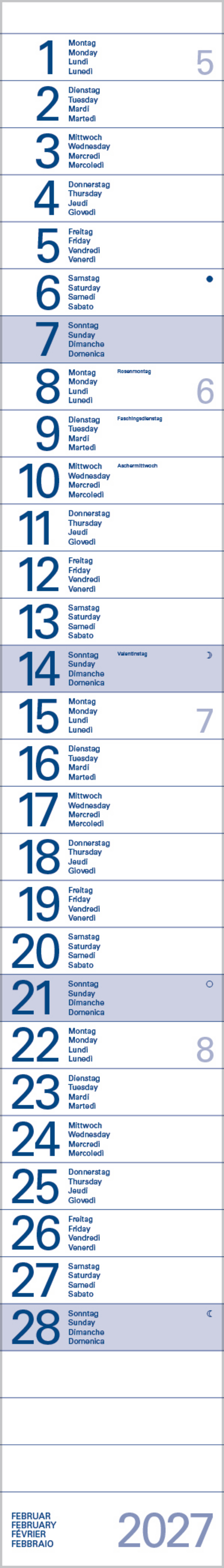 Streifentimer 2027, Innenansicht #2
