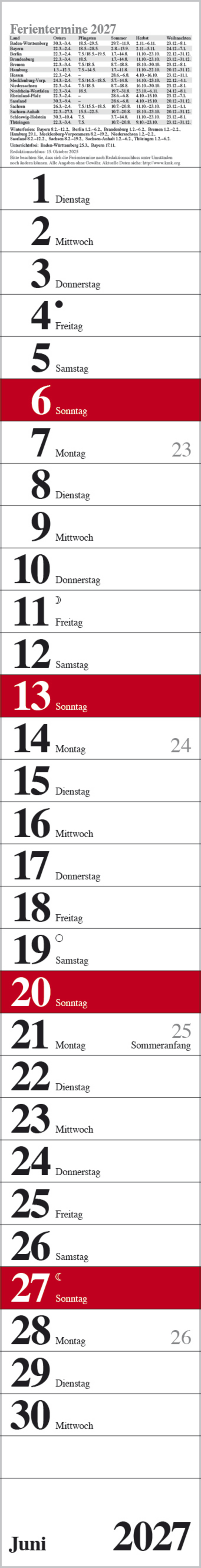Streifenplaner Praktika Rot 2027, Innenansicht #6
