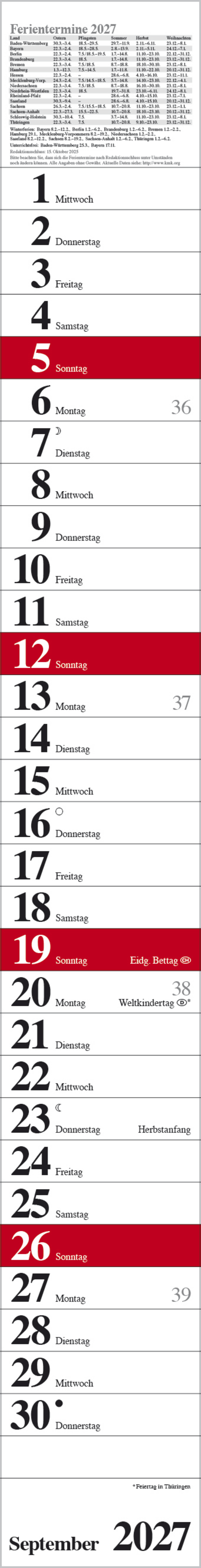 Streifenplaner Praktika Rot 2027, Innenansicht #9