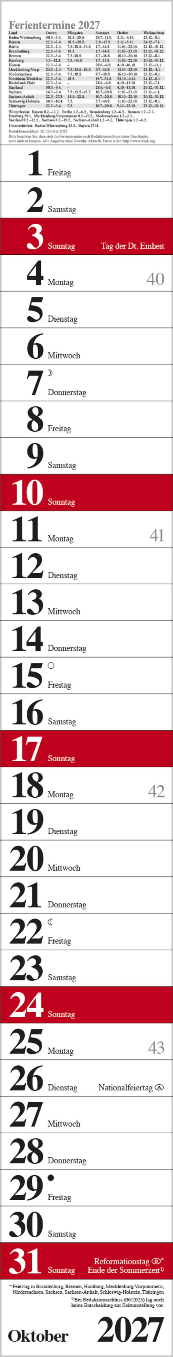 Streifenplaner Praktika Rot 2027, Innenansicht #10