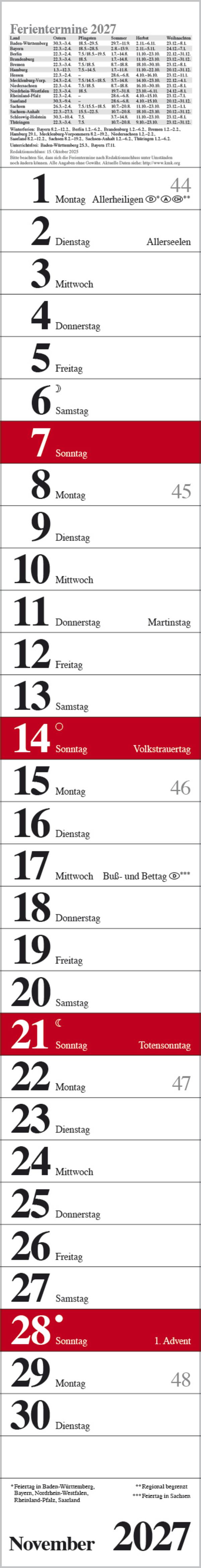 Streifenplaner Praktika Rot 2027, Innenansicht #11