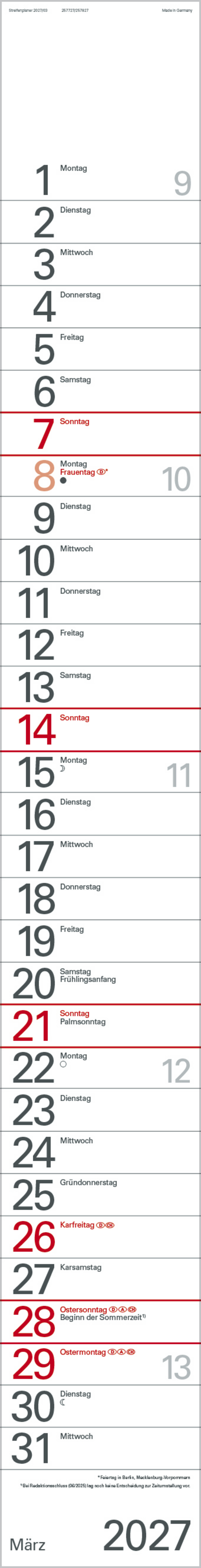 Streifenplaner Rot 2027, Innenansicht #3