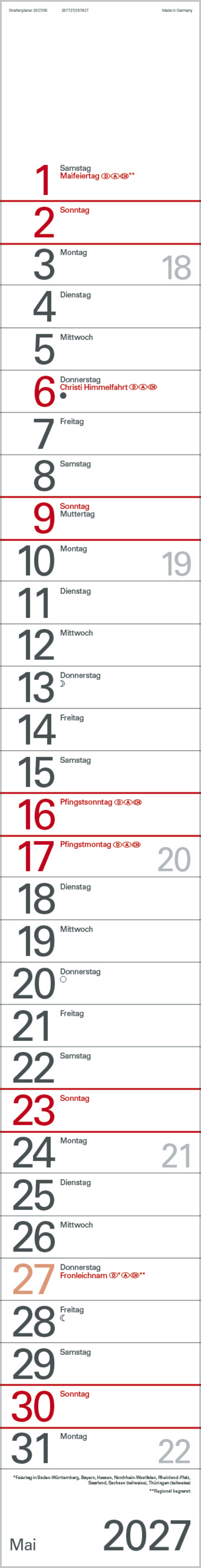 Streifenplaner Blau 2027, Innenansicht #5