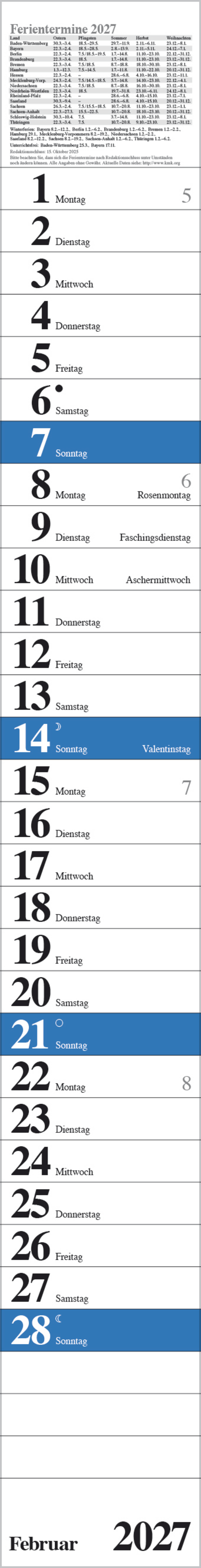 Streifenplaner Praktika Blau 2027, Innenansicht #2