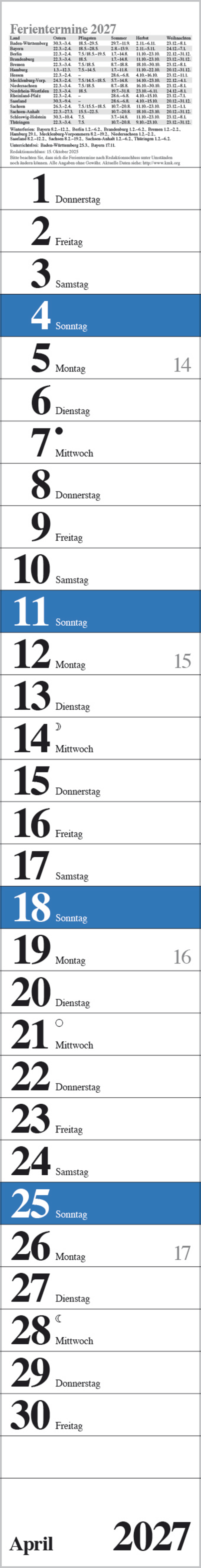 Streifenplaner Praktika Blau 2027, Innenansicht #4