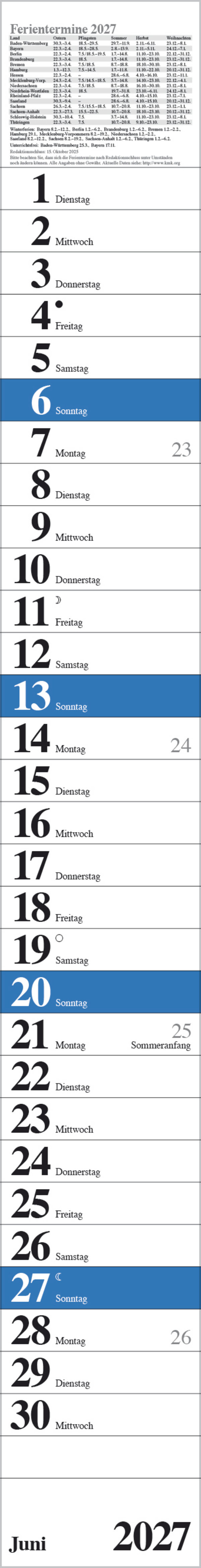 Streifenplaner Praktika Blau 2027, Innenansicht #6