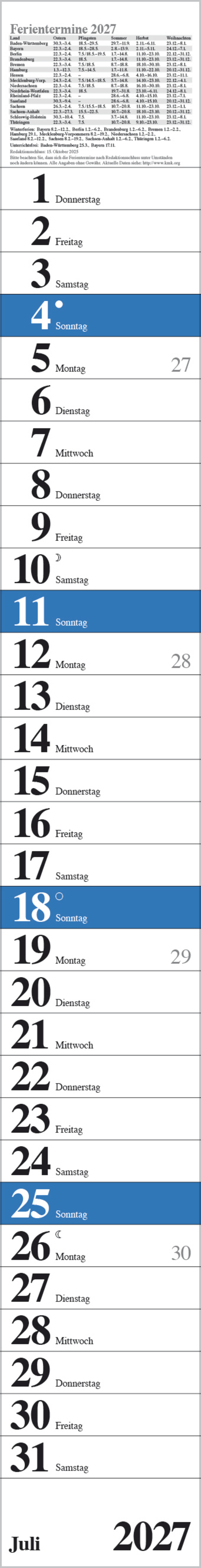 Streifenplaner Praktika Blau 2027, Innenansicht #7