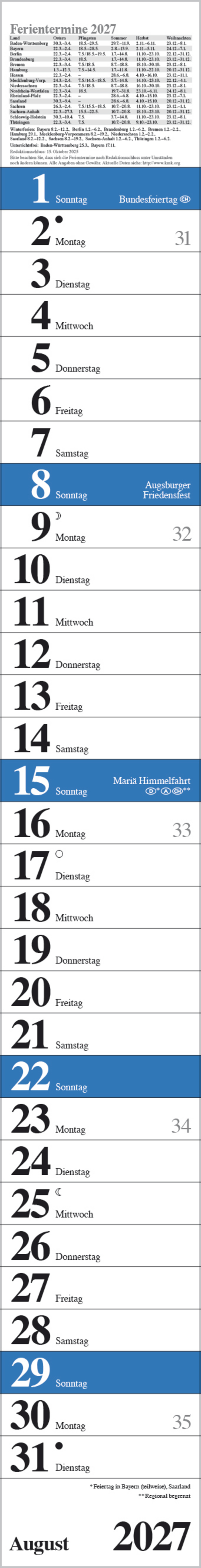 Streifenplaner Praktika Blau 2027, Innenansicht #8