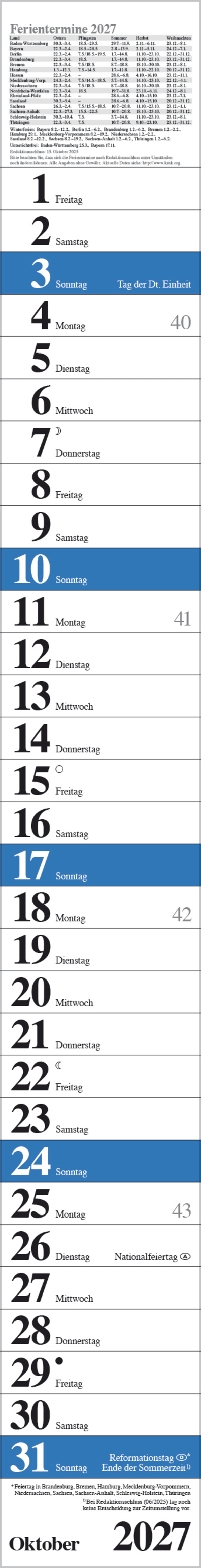 Streifenplaner Praktika Blau 2027, Innenansicht #10