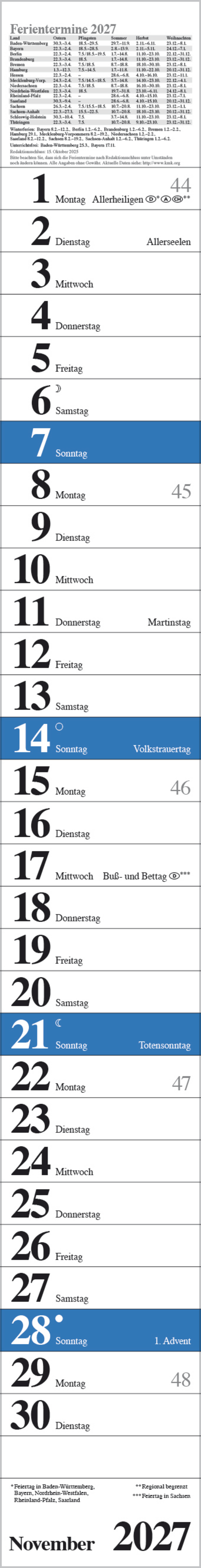 Streifenplaner Praktika Blau 2027, Innenansicht #11