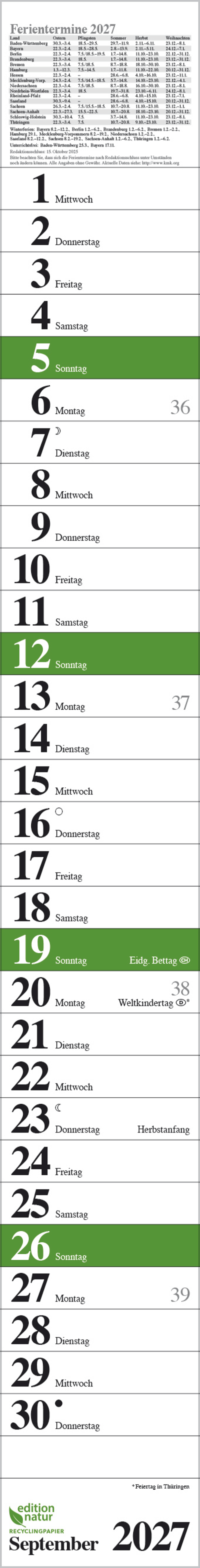 Streifenplaner Praktika Gr&uuml;n Recyclingpapier 2027, Innenansicht #9