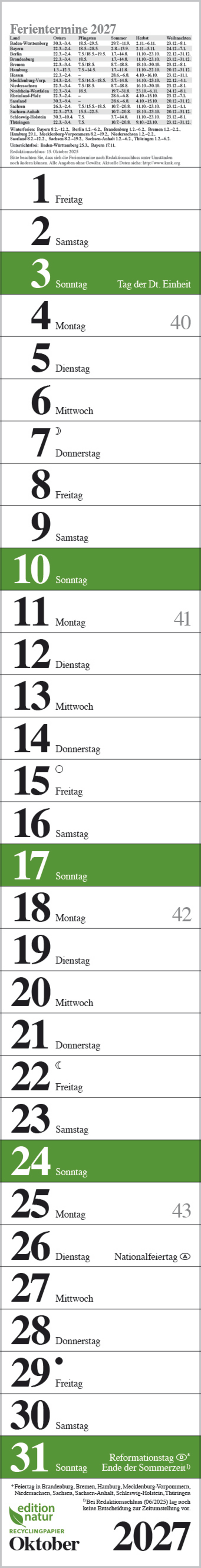 Streifenplaner Praktika Gr&uuml;n Recyclingpapier 2027, Innenansicht #10