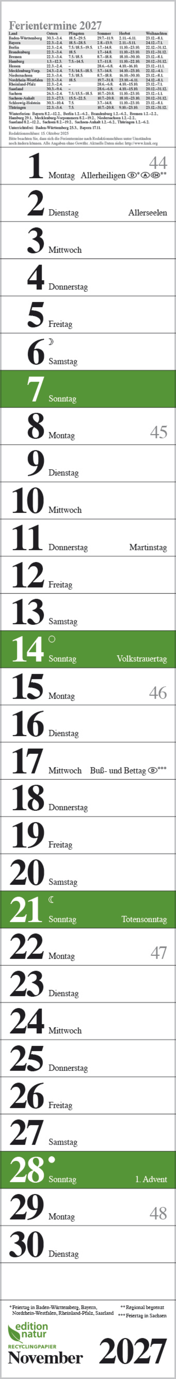 Streifenplaner Praktika Gr&uuml;n Recyclingpapier 2027, Innenansicht #11