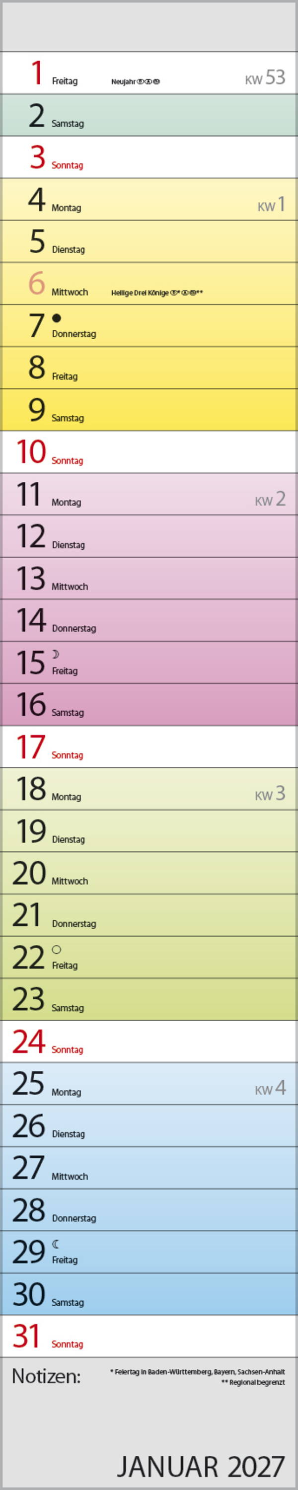 Planer Farbenspiel 2027, Innenansicht #1