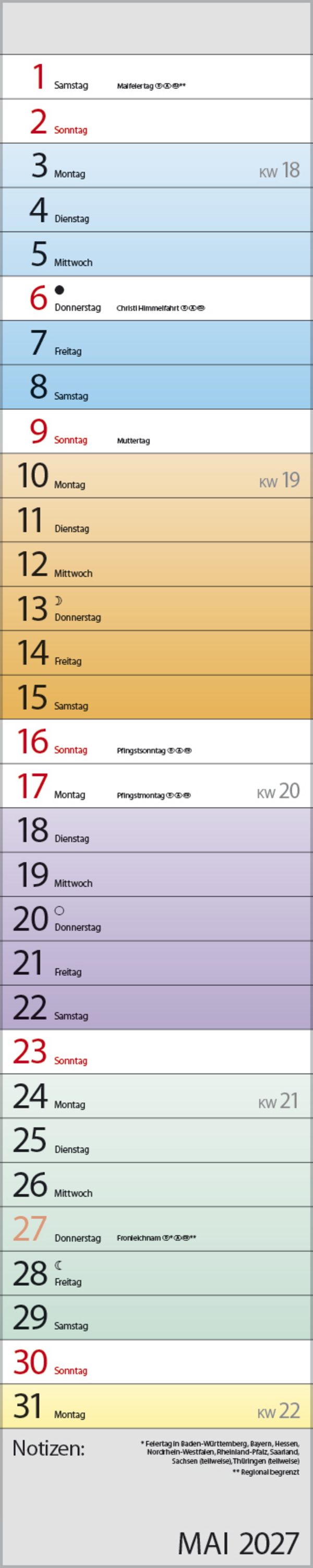 Planer Farbenspiel 2027, Innenansicht #5