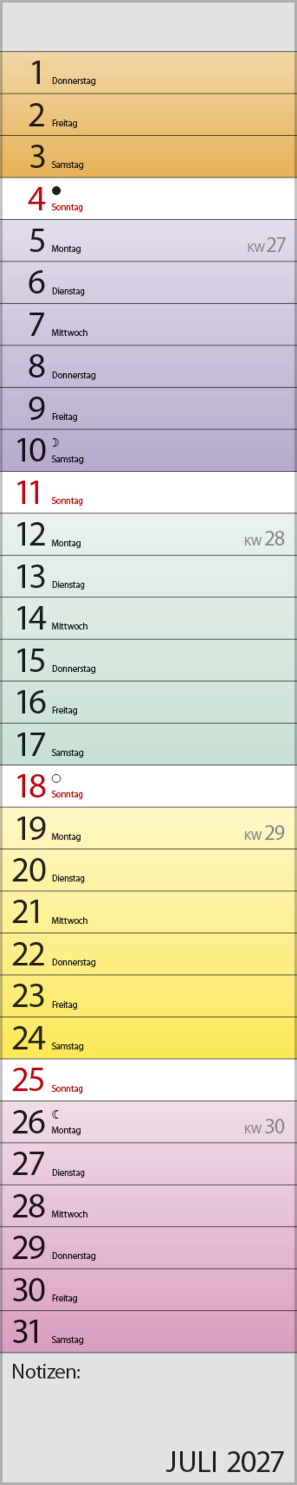 Planer Farbenspiel 2027, Innenansicht #7