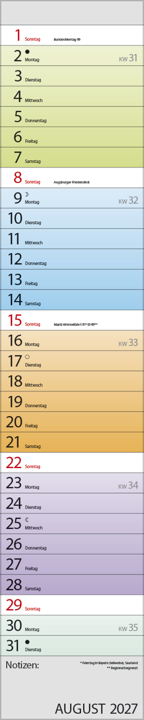 Planer Farbenspiel 2027, Innenansicht #8