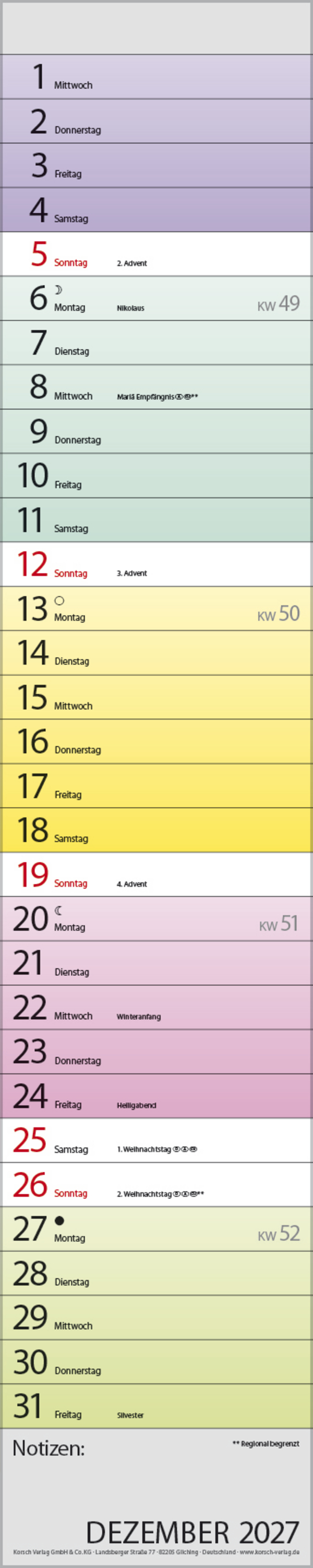 Planer Farbenspiel 2027, Innenansicht #12