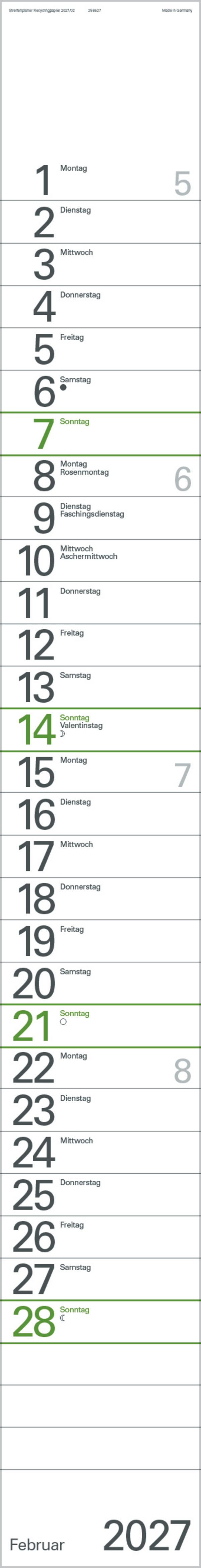 Streifenplaner Gr&uuml;n Recyclingpapier Edition Natur 2027, Innenansicht #2