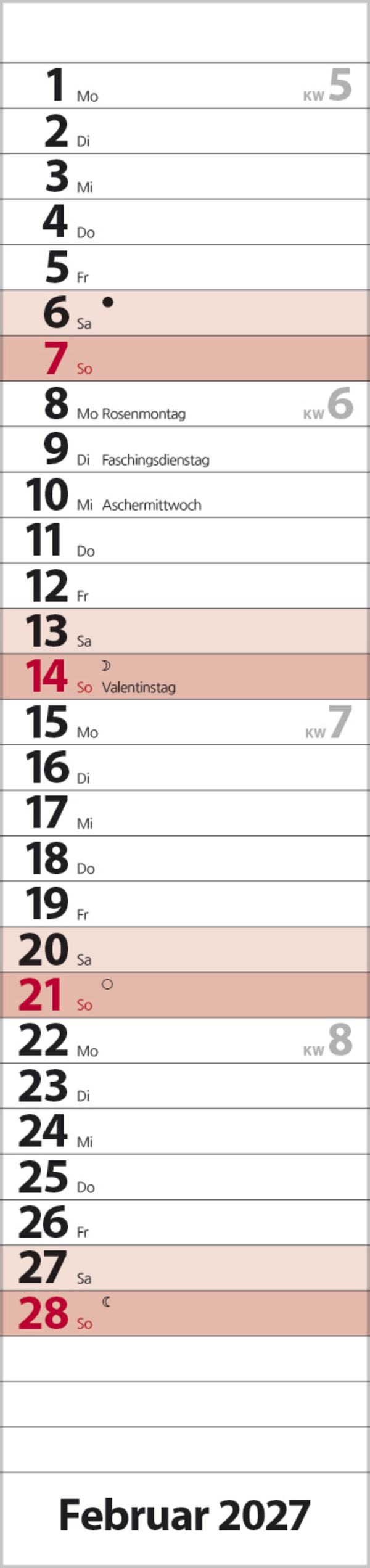 Streifenplaner Compact Rot 2027, Innenansicht #2