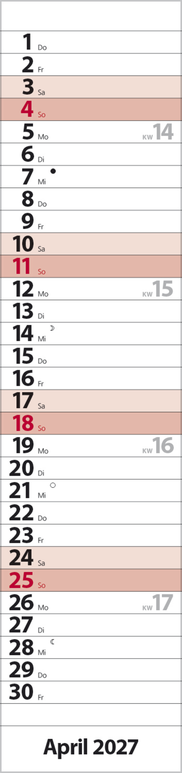 Streifenplaner Compact Rot 2027, Innenansicht #4