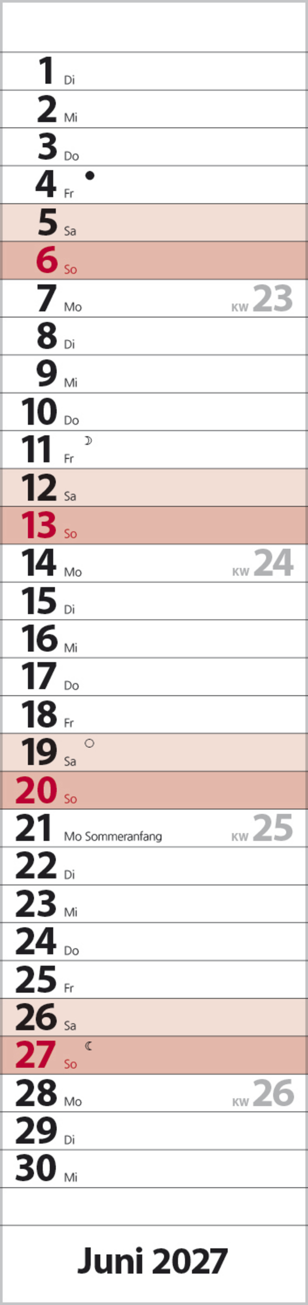 Streifenplaner Compact Rot 2027, Innenansicht #6