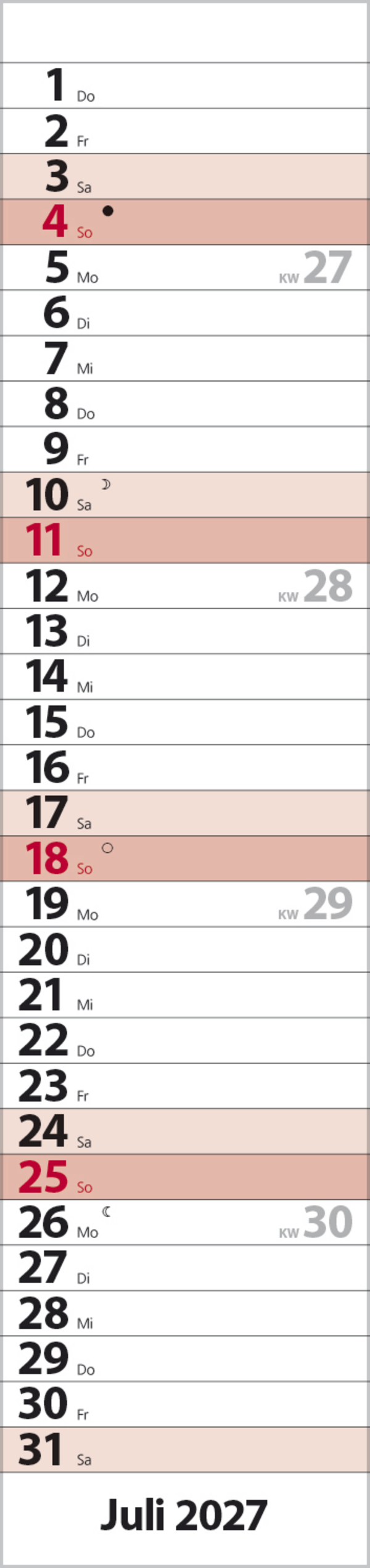 Streifenplaner Compact Rot 2027, Innenansicht #7