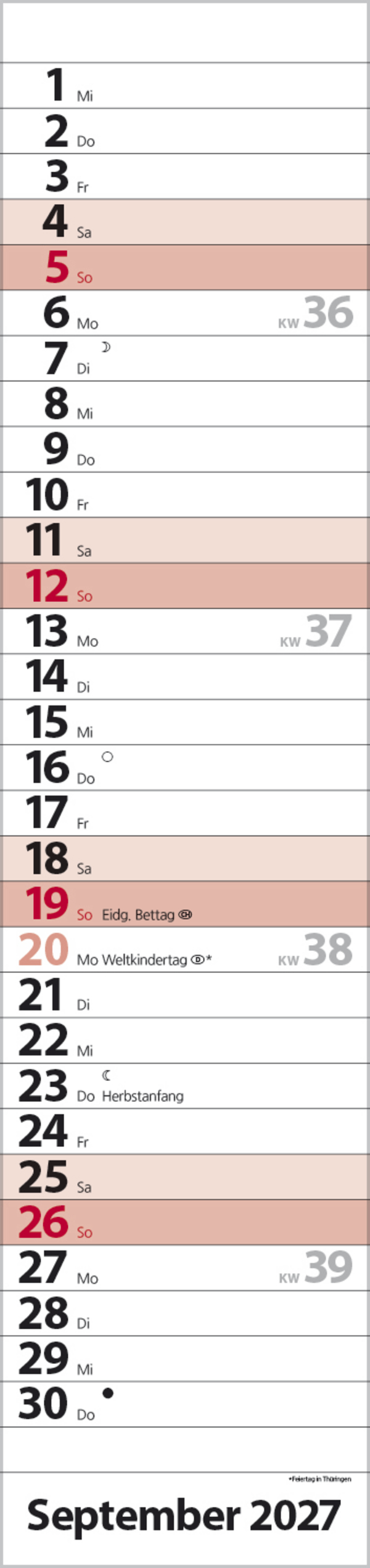 Streifenplaner Compact Rot 2027, Innenansicht #9