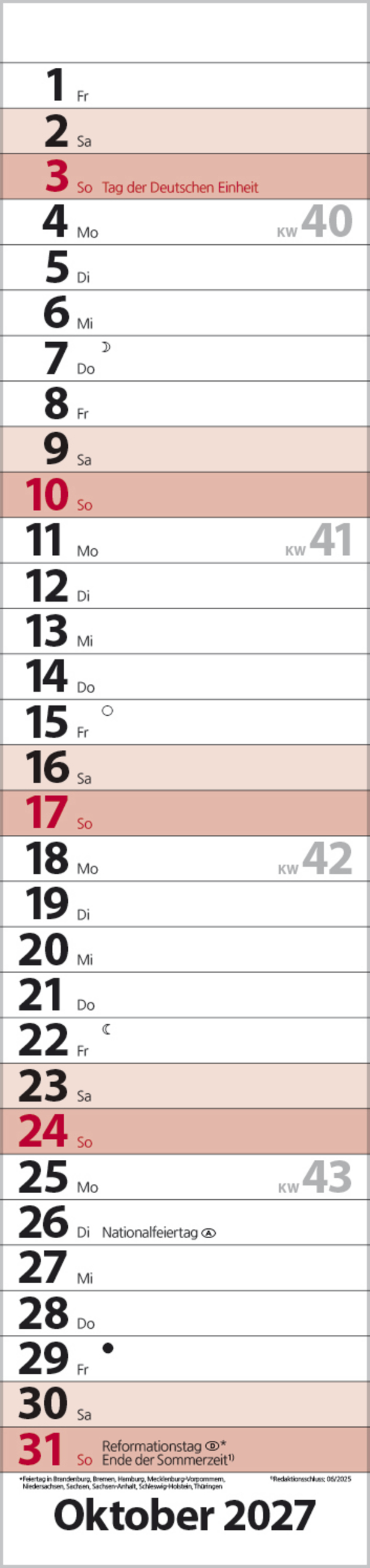 Streifenplaner Compact Rot 2027, Innenansicht #10