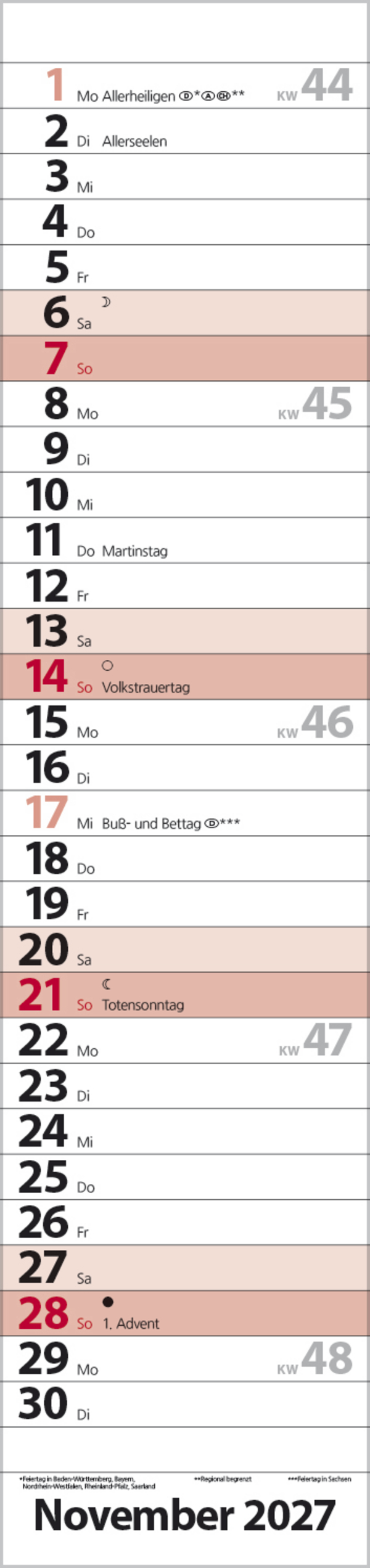 Streifenplaner Compact Rot 2027, Innenansicht #11