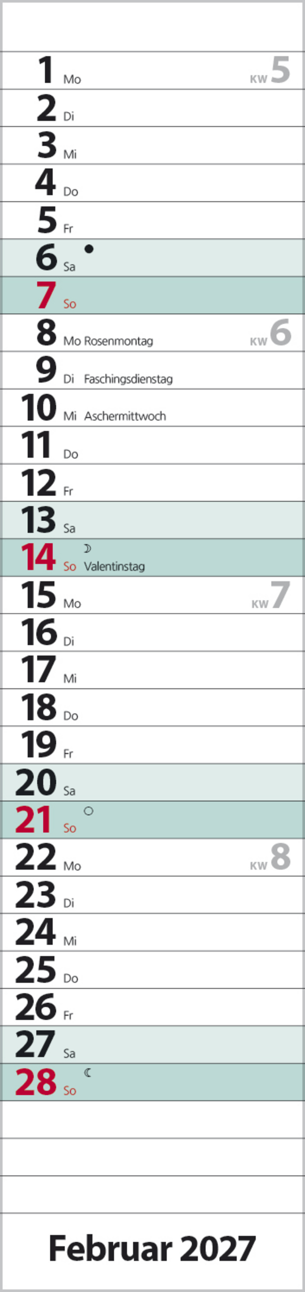 Streifenplaner Compact T&uuml;rkis 2027, Innenansicht #2