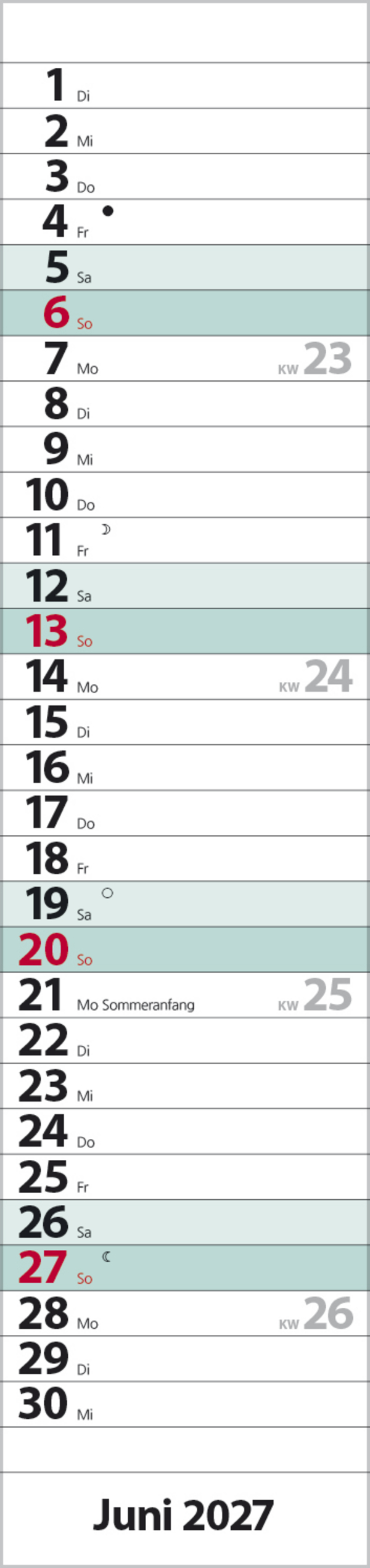 Streifenplaner Compact T&uuml;rkis 2027, Innenansicht #6