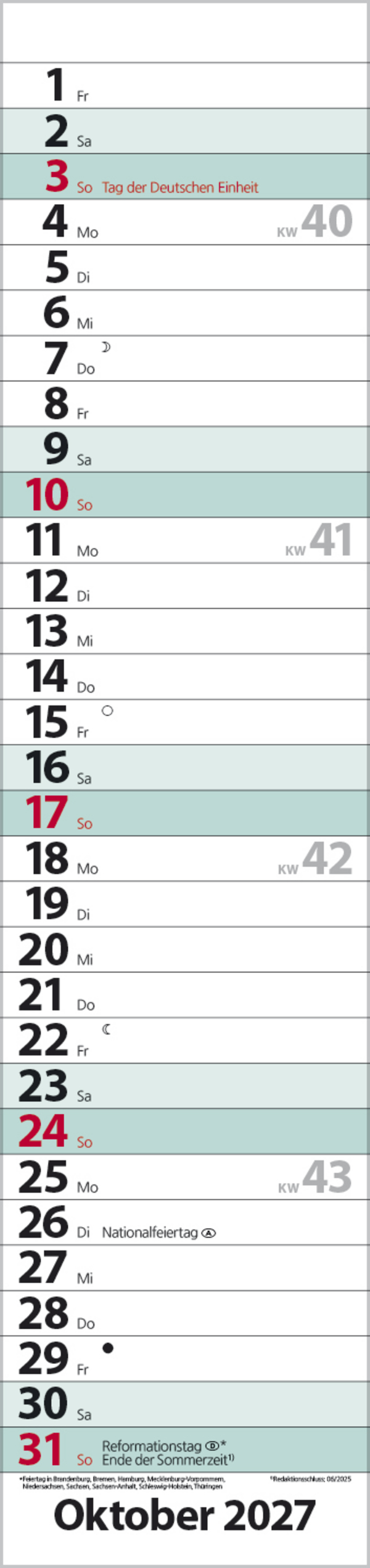 Streifenplaner Compact T&uuml;rkis 2027, Innenansicht #10