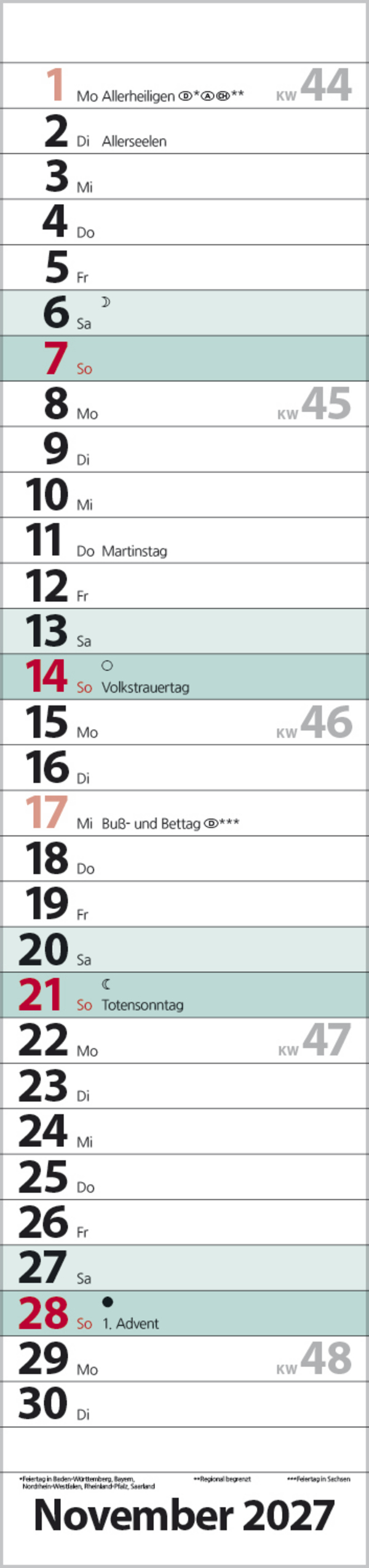 Streifenplaner Compact T&uuml;rkis 2027, Innenansicht #11